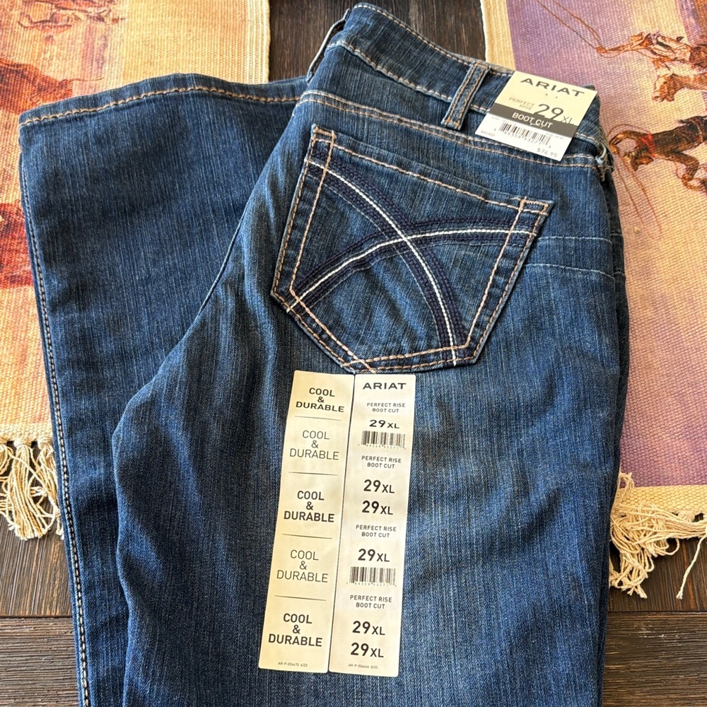 Women’s Ariat jeans.